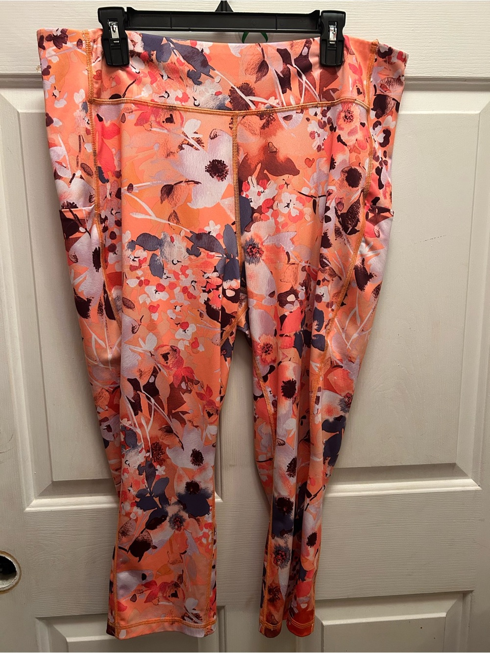 High-Rise Floral Print Leggings in Orange